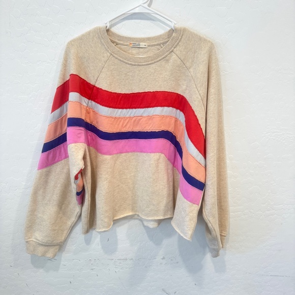 Marine Layer Summit Crewneck Sweatshirt Womens XL Colorful Striped Retro - Picture 2 of 10